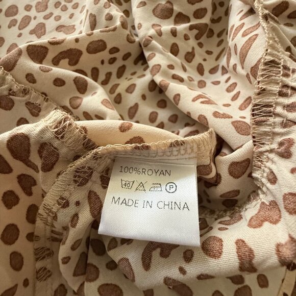 Leopard Print Long Sleeve Tiered Mini Dress By Temofon Size M Lightweight & Flow - Picture 11 of 11